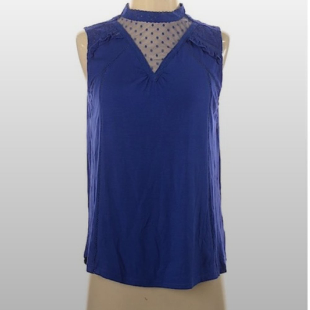 L.Love Blue Sleeveless Mockneck Blouse